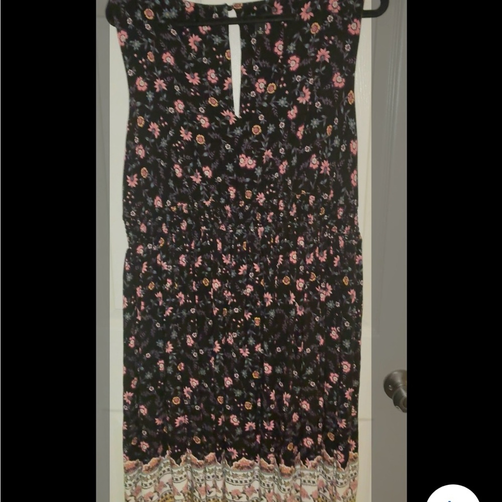 Torrid Black and Pink Floral Midi Dress